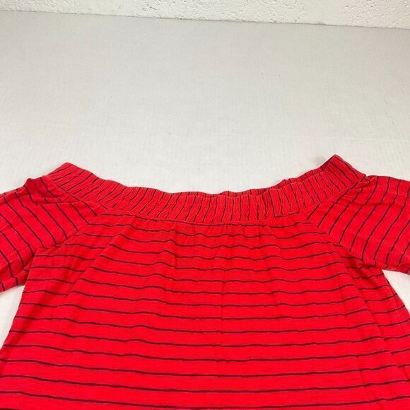 Splendid Off The Shoulder Top Striped Short Sleeve Stretch Casual Shirt Size XS - Picture 2 of 11
